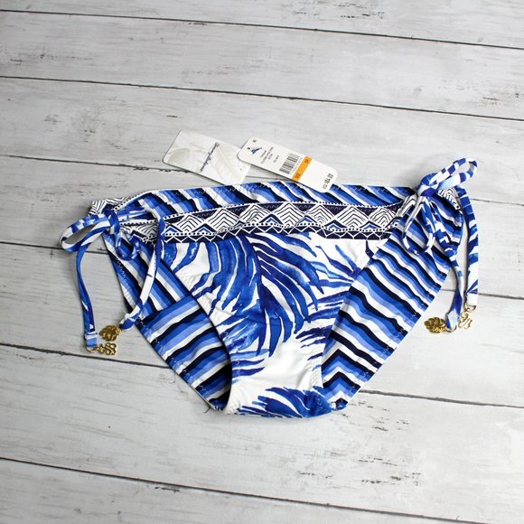 Tommy Bahama Women's String Bikini Swim Bottoms Size S White Blue - Picture 2 of 5